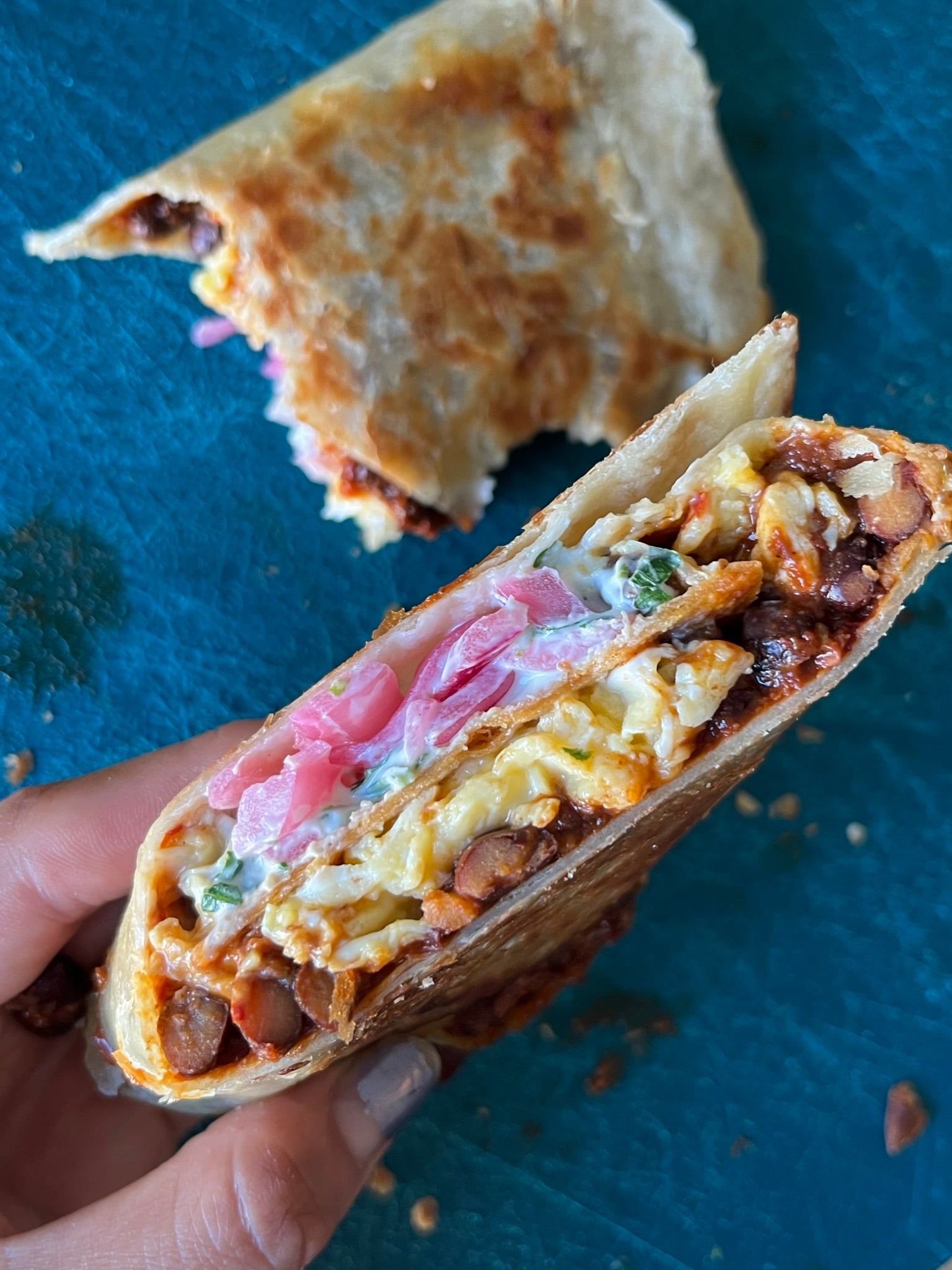 Gaby Scelzo for Heyday: Enchilada Black Bean Breakfast Crunchwrap