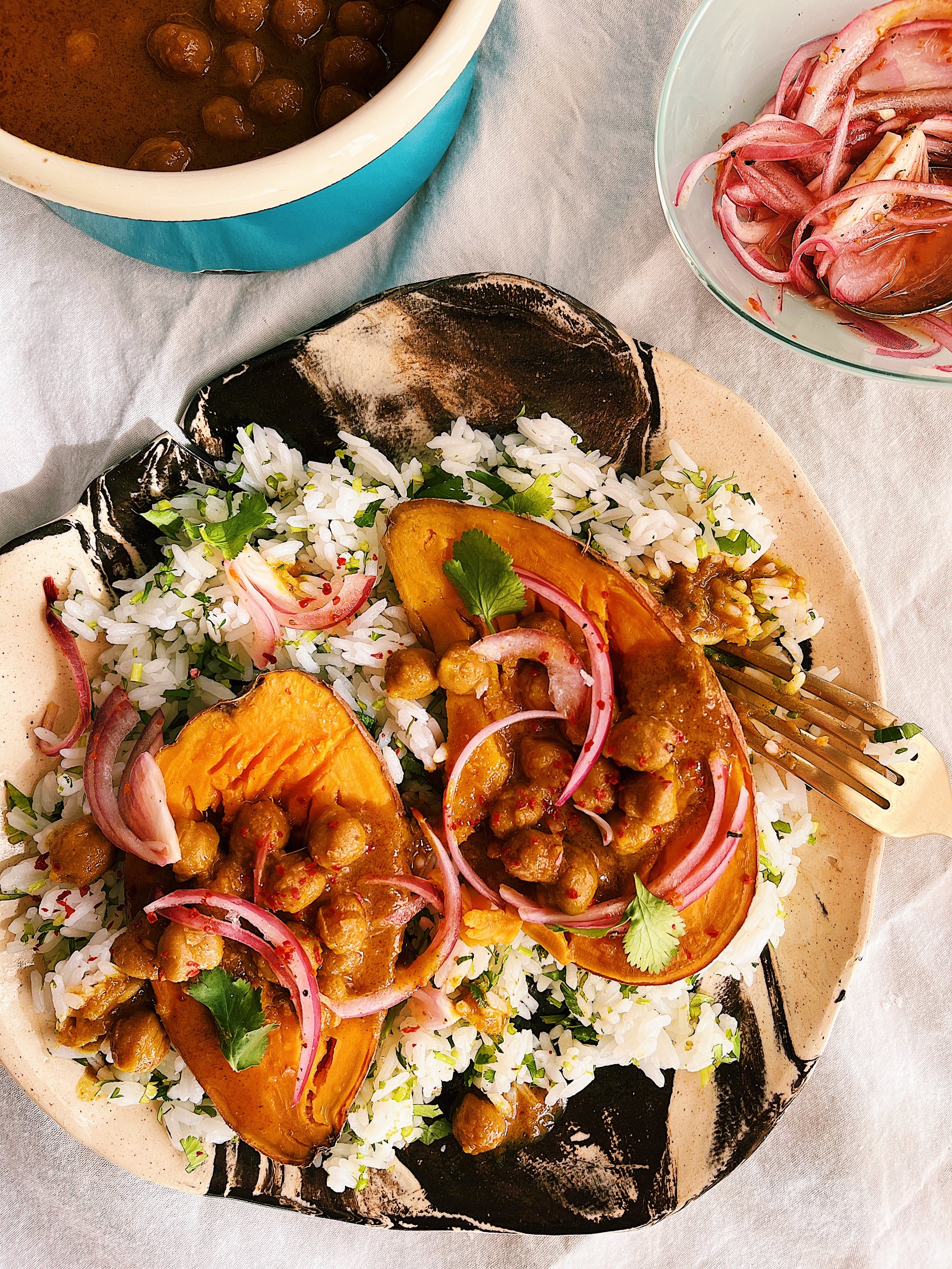 Heyday Before Payday: Coconut Curry Chickpeas & Tender Sweet Potatoes