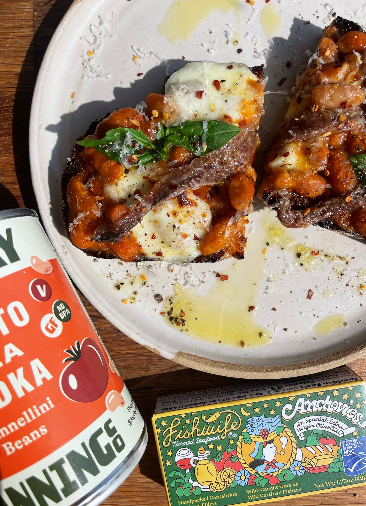 Sara Tane for Heyday: Tomato Alla Vodka & Anchovy Pizza Toast (ft. Fishwife)