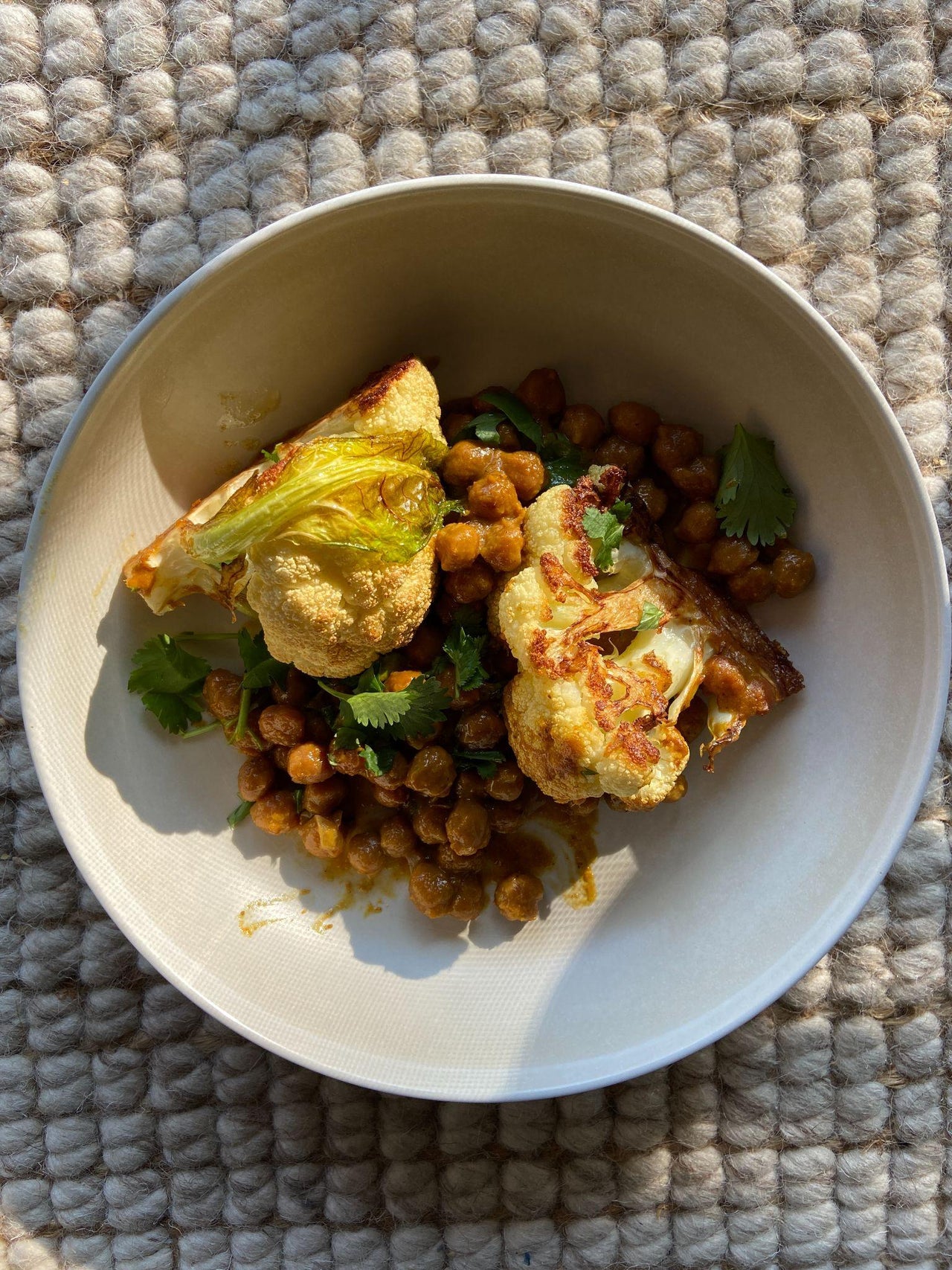 Ali Slagle for Heyday: Pan-Roasted Cauliflower with Coconut Curry Chickpeas